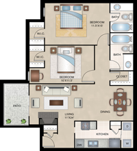 Monte Carlo - Two Bedroom / Two Bath - 965 Sq. Ft.*